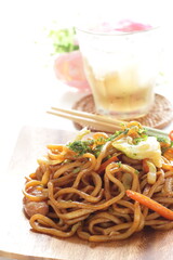 Japanese style sausage and vegetable fried noodles