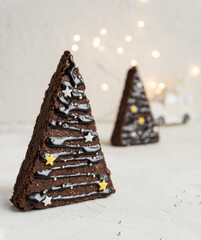Christmas cakes in the form of a Christmas tree. Christmas dessert.