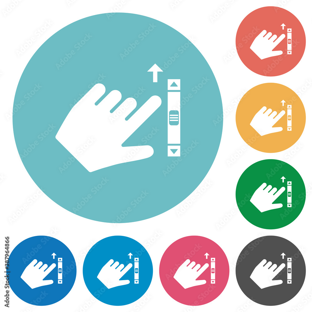 Poster left handed scroll up gesture flat round icons
