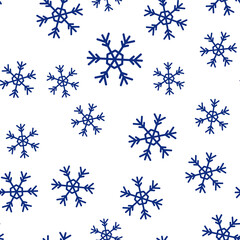 Simple geometric snowflakes. Seamless Christmas pattern. Flat design for wrappers, textiles, backgrounds. Vector illustration