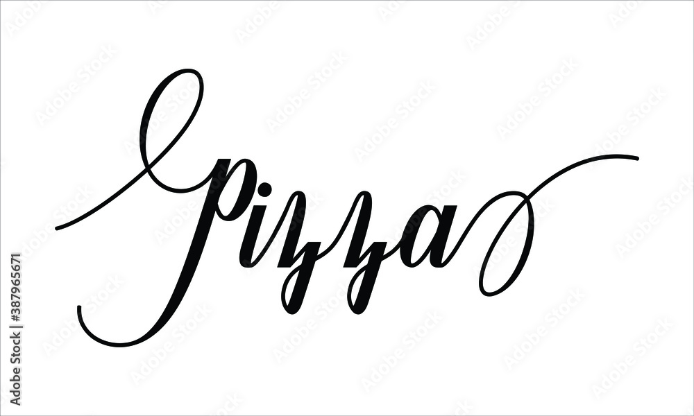 Aufkleber pizza script typography cursive text lettering cursive and phrases isolated on the white background 