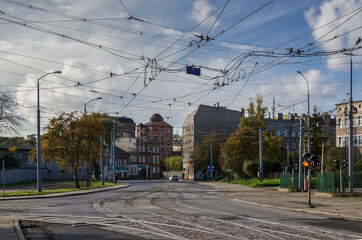 Fototapeta na wymiar TRAMWAY - Transport infrastructure in a large city 
