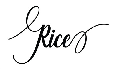 Rice Script Typography Cursive text lettering Cursive and phrases isolated on the White background for titles, words and sayings