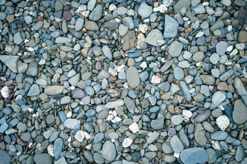 Pebbles stone or river stone  background with vintage filter 