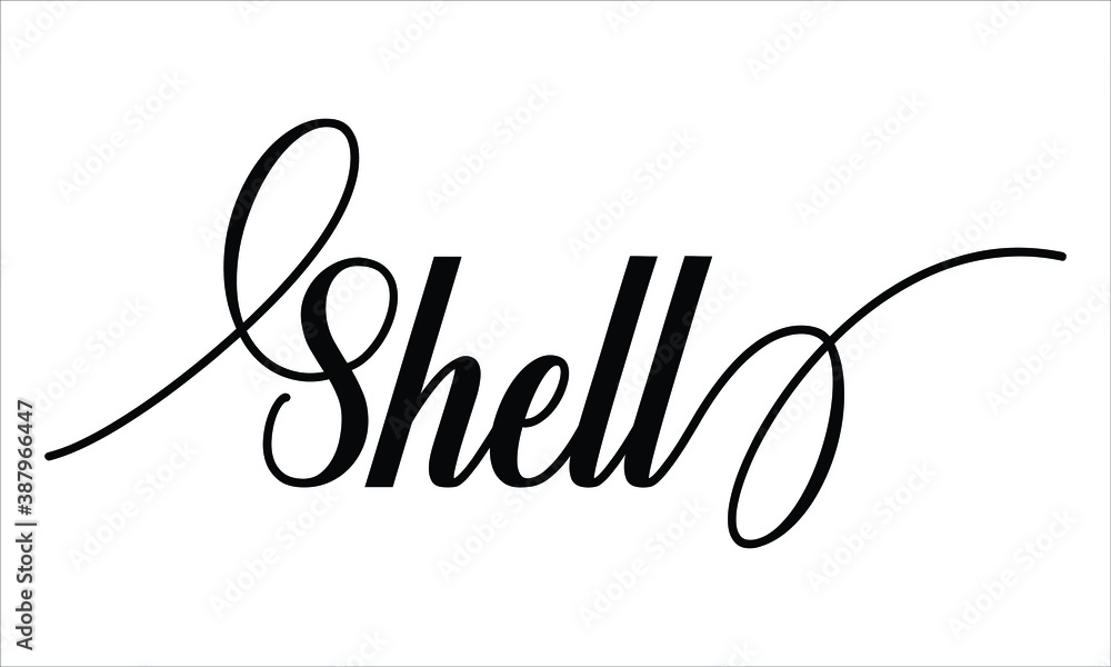 Leinwandbilder shell script typography cursive text lettering cursive and phrases isolated on the white background 