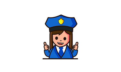 cartoon illustration of  female police 