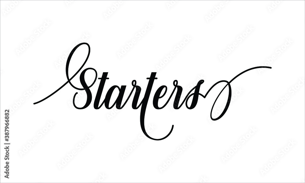 Wall mural starters script typography cursive text lettering cursive and phrases isolated on the white backgrou