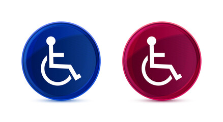 Wheelchair handicap icon silky round button set illustration