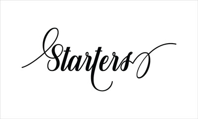 Starters Script Typography Cursive text lettering Cursive and phrases isolated on the White background for titles, words and sayings