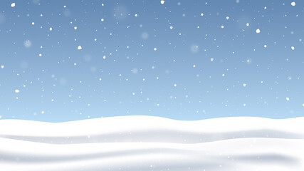 Christmas background with falling snow. New Year greeting card design. Vector illustration.