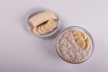 natural vegan oat granola cooked porridge and banana