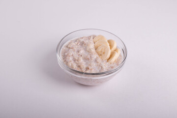 natural vegan oat granola cooked porridge and banana