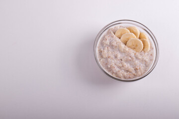 natural vegan oat granola cooked porridge and banana