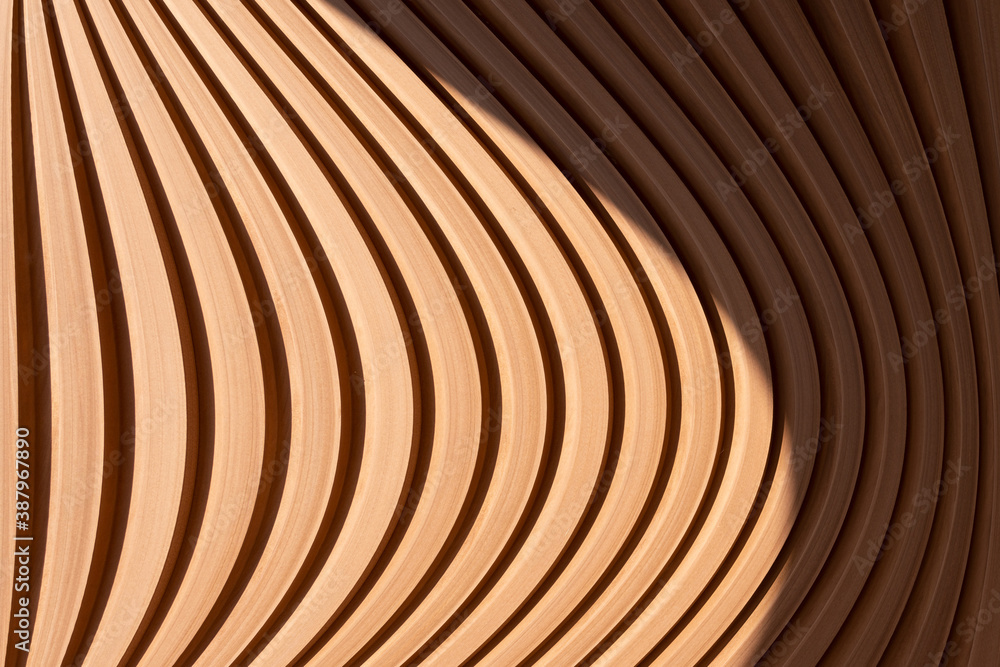 Wall mural curve line of wood in detail building abstract architecture background