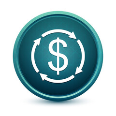 Money exchange dollar sign icon shiny light blue round button illustration
