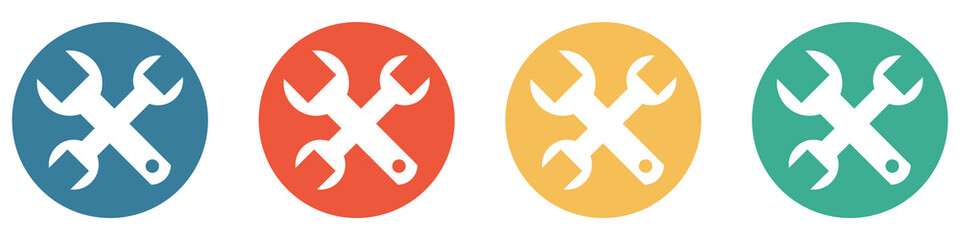 Bunter Banner mit 4 Buttons: Werkstatt, Werkzeug oder Reparatur