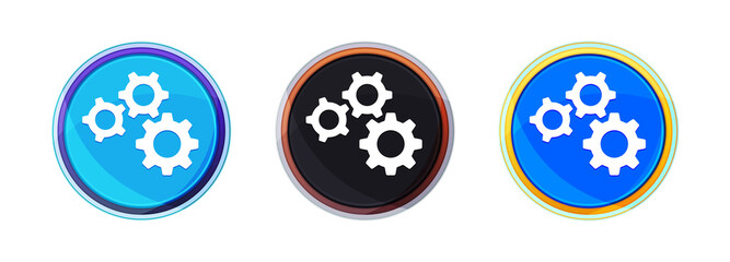 Settings gears icon perfect shine round button set illustration