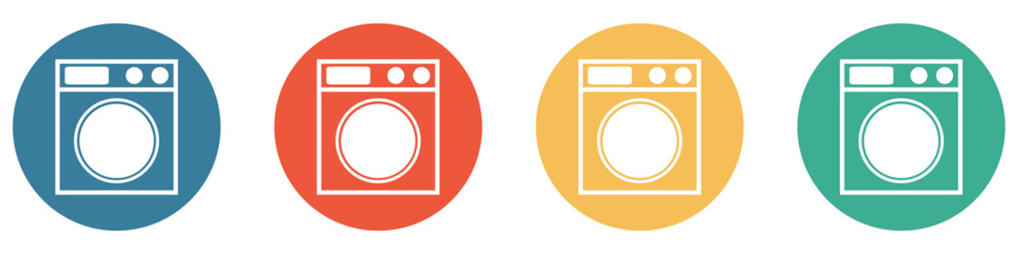 Bunter Banner mit 4 Buttons: Waschmaschine oder Wäsche waschen