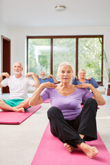 Seniors do exercise in physiotherapy