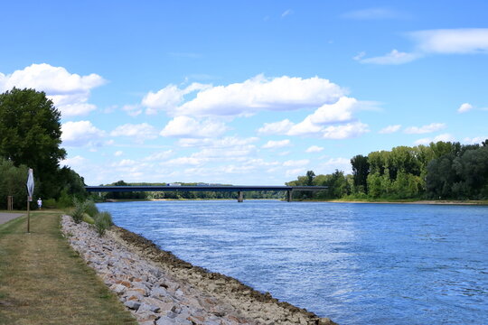 Inland shipping transport on the rhine river near germersheim