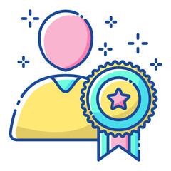 Flat Design Business Icon award medal people reward success Flat Design Vector Premium EPS10