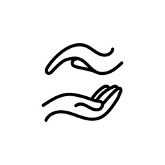 Hands care, saving, protect icon. Vector medical illustration.