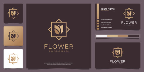 Fototapeta premium Minimalist elegant flower symbol for flower shop, beauty, spa, skin care, salon and business card