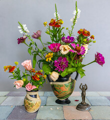 A bouquet of freshly cut flowers. Vintage.