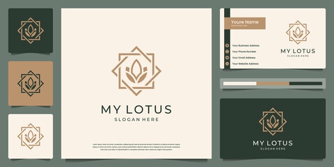 Lotus flower line art style. logos can be used for spa, beauty, salon, boutique. and business card