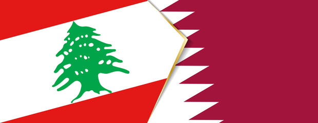 Naklejka na ściany i meble Lebanon and Qatar flags, two vector flags.