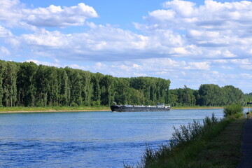 Inland shipping transport on the rhine river near germersheim