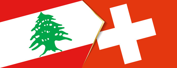 Lebanon and Switzerland flags, two vector flags.