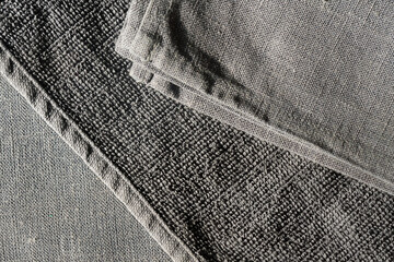 grey linen fabric close up braiding
