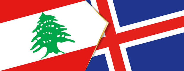 Lebanon and Iceland flags, two vector flags.