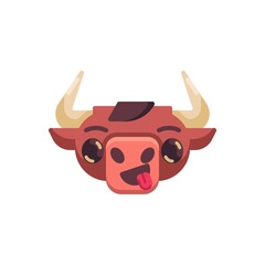 Cow stuck out tongue emoji flat icon, vector sign, Bull, Ox emotion colorful pictogram isolated on white. Symbol, logo illustration. Flat style design