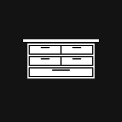 White line icon for Chest, drawers and furniture. Flat design