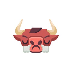 Angry bull emoji flat icon, vector sign, Horned Ox with steam from nose emotion colorful pictogram isolated on white. Symbol, logo illustration. Flat style design