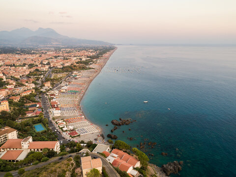 panoramic aerial view of beach of Scalea, Calabria, Italy