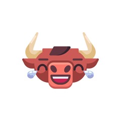 Laughing bull emoji flat icon, vector sign, Happy Ox emotion colorful pictogram isolated on white. Symbol, logo illustration. Flat style design
