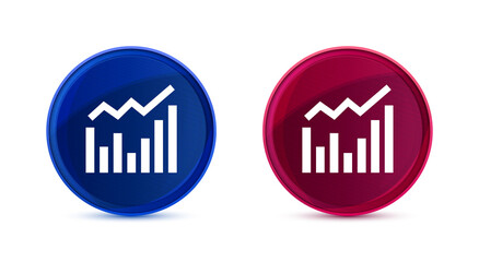 Statistics icon silky round button set illustration