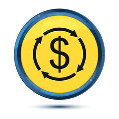 Money exchange dollar sign icon fancy yellow round button illustration