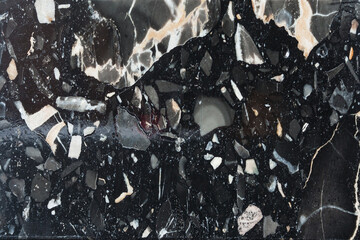 Abstract view on a black marble surface as texture, background
