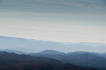 Morning fog with mountains gradient