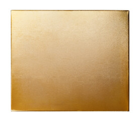Golden metal plate, isolated on a white background