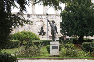 Obraz premium A monument of Sailor in Valeria's Park, Pula, istria. Croatia. Near Pula Arena. Photographs taken in October 2016