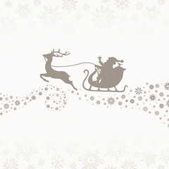 Brauner Weihnachtsschlitten Weihnachtsmann Und Rentier Schweif Schneeflocken Beige
