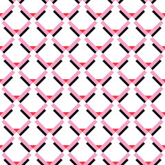 Vector seamless pattern texture background with geometric shapes, colored in white, pink, red, black colors.