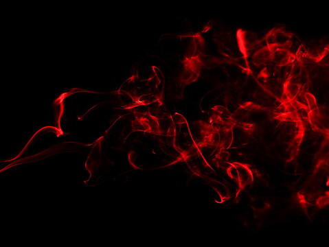 Red smoke isolated on black background and texture, clipping path