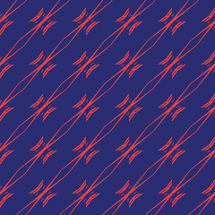 Vector seamless pattern texture background with geometric shapes, colored in blue, red colors.