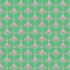 Vector seamless pattern texture background with geometric shapes, colored in green, pink colors.